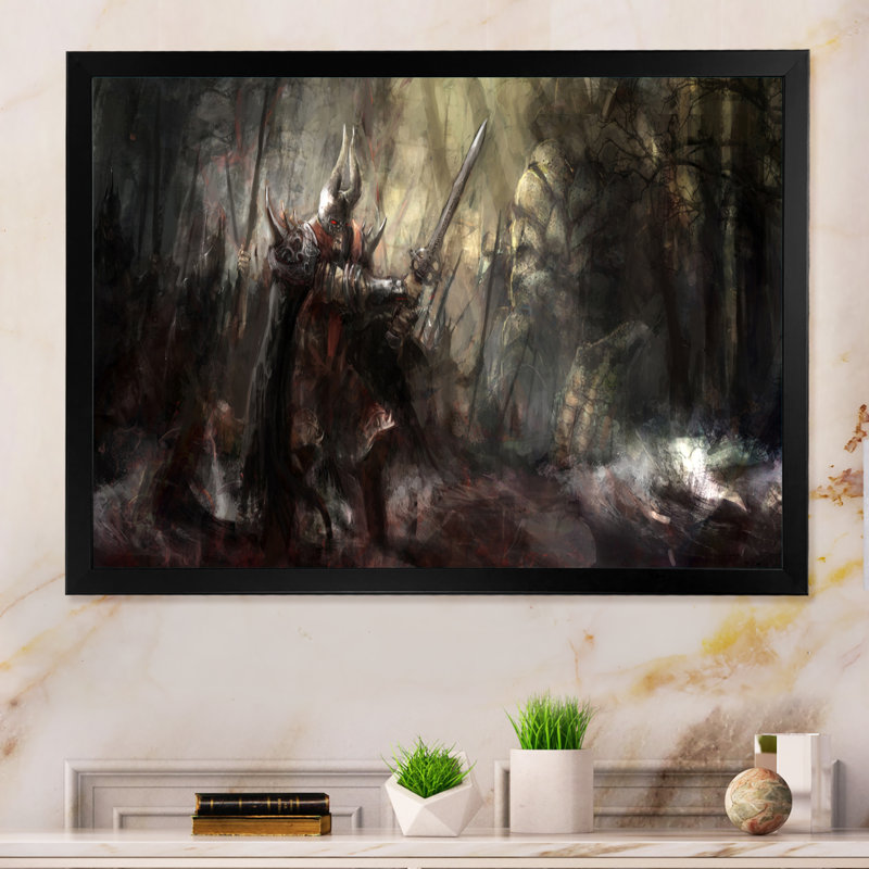 «Video Game Greek Mythology Fight II», reproduction sur toile, Cadre d'angle fermé noir, H 8 po x l 12 po x P 1 po