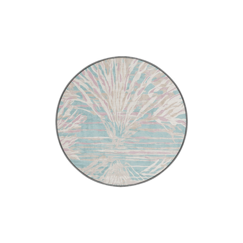 Machine Washable Gray Area Rug, Round 8'