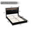 Structure de lit grand format en velours capitonné avec USB et veilleuse, tête de lit 52 po, lit plateforme à oreilles, noir-255262272-255262274
