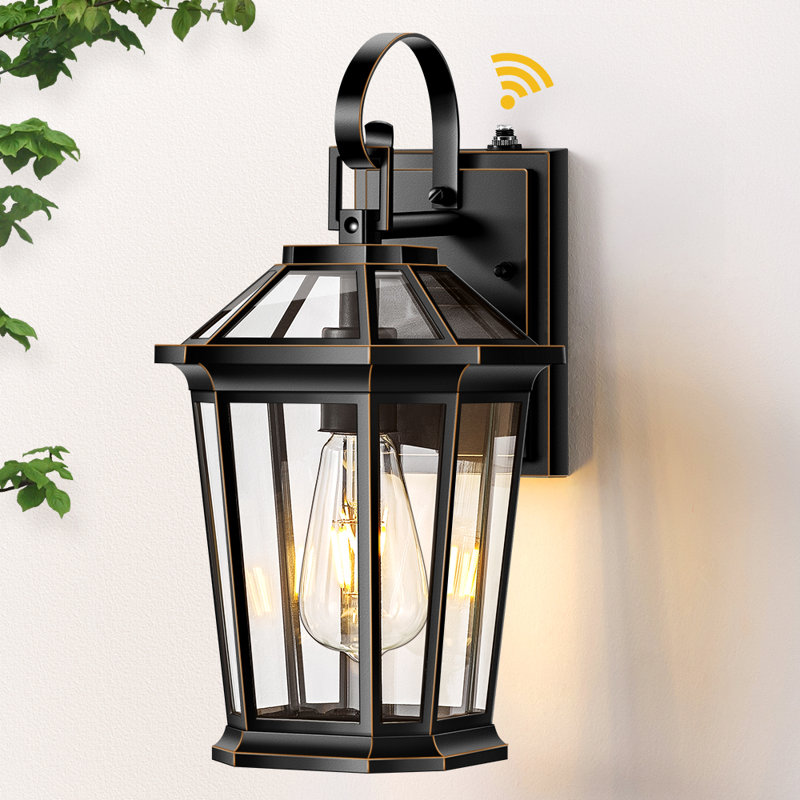 Dusk to Dawn Outdoor Wall Lighting, Black Waterproof Exterior Lighting Fixtures for House, Matte Black/Gold