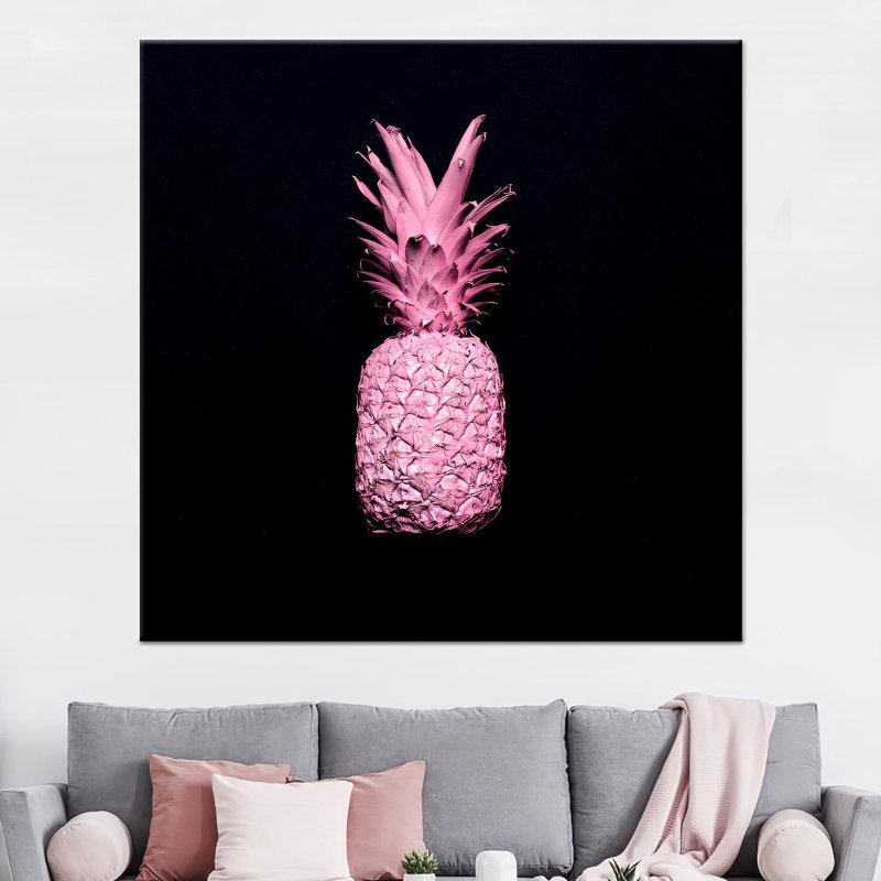 Reproduction d'art sur toile imprimée: Ananas moderne pour murs de maison élégants, toile tendue 1P, 15,8 po H x 15,8 po l