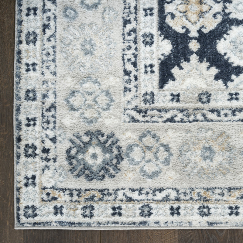 Nourison Dekor Grey Navy Vintage Indoor Rug, Runner 2' x 4'