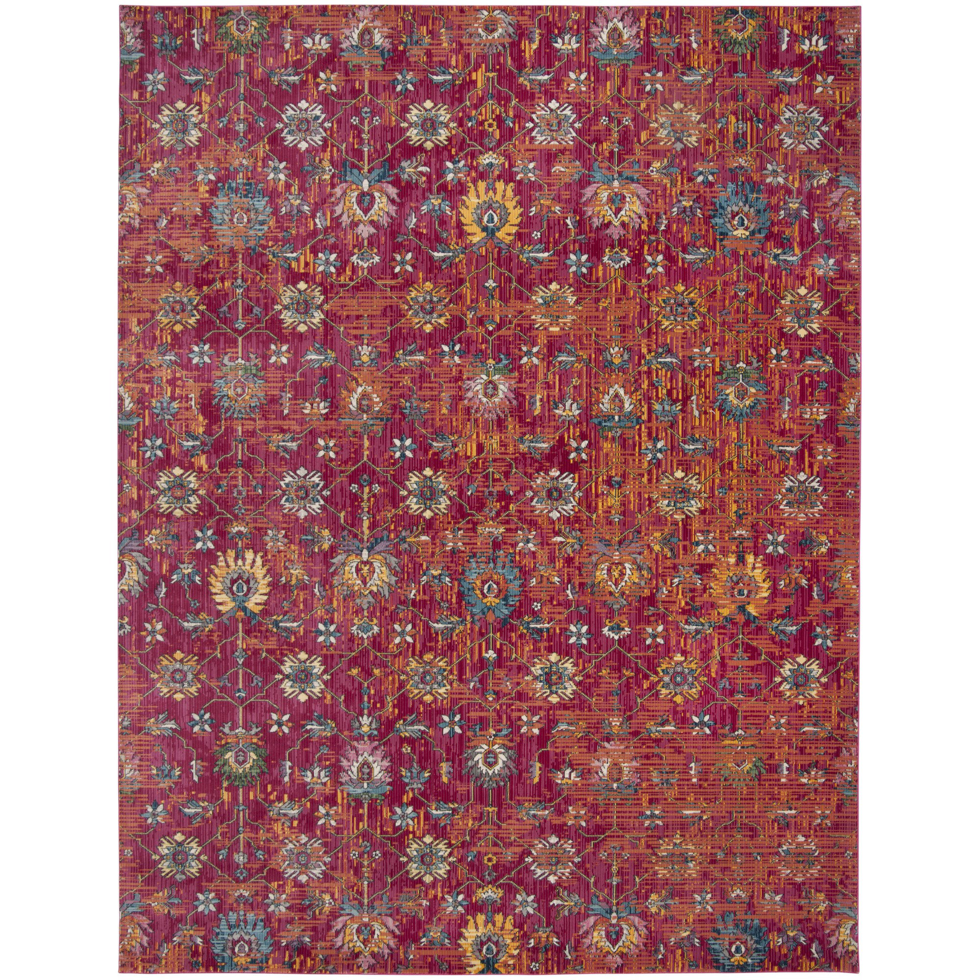 Bungalow Rose Merlot 100 Performance Southwestern Rug | Wayfair