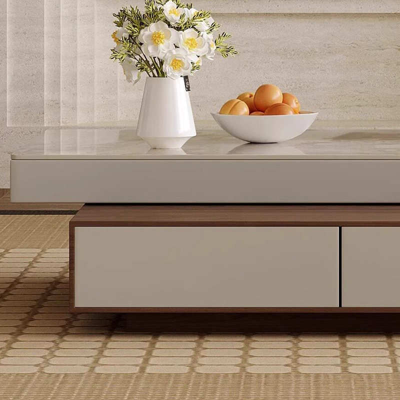 Walnut & Marble Veneer Square Coffee Table