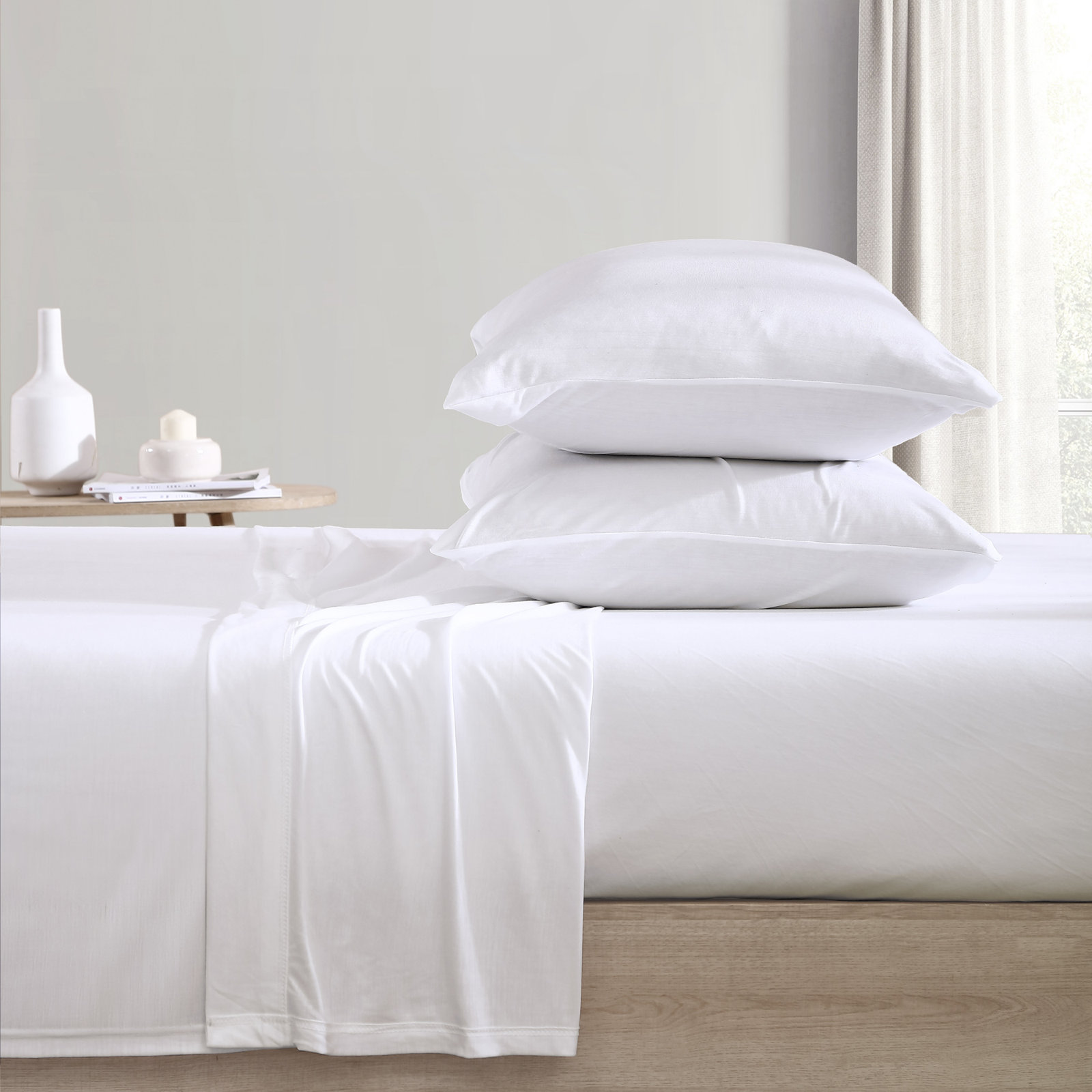 Fransen Sheet Set, Full/Double Sheet Set with 2 Pillowcases, White