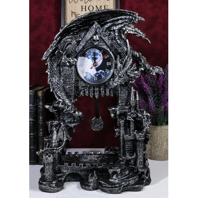 Analog Resin Tabletop Clock in Black