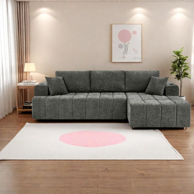Canapé d'angle à compression avec rangement, canapé moderne en chenille de 274 cm (108 po)