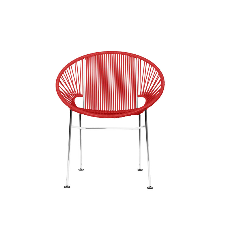 Concha Indoor/Outdoor Handmade Dining Chair, Chrome, Red
