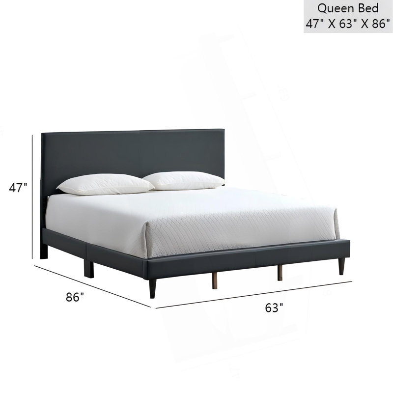 Grand lit Baron (matelas non inclus), Noir, Grand lit