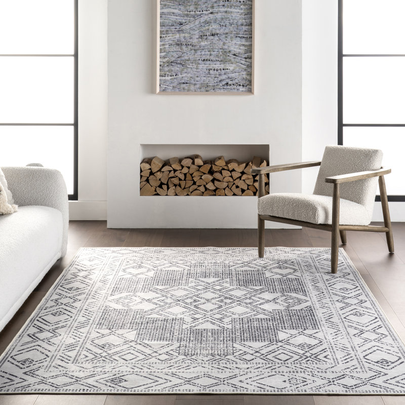 August SpinClean Tribal Machine Washable Area Rug, Runner 2'6" x 12'