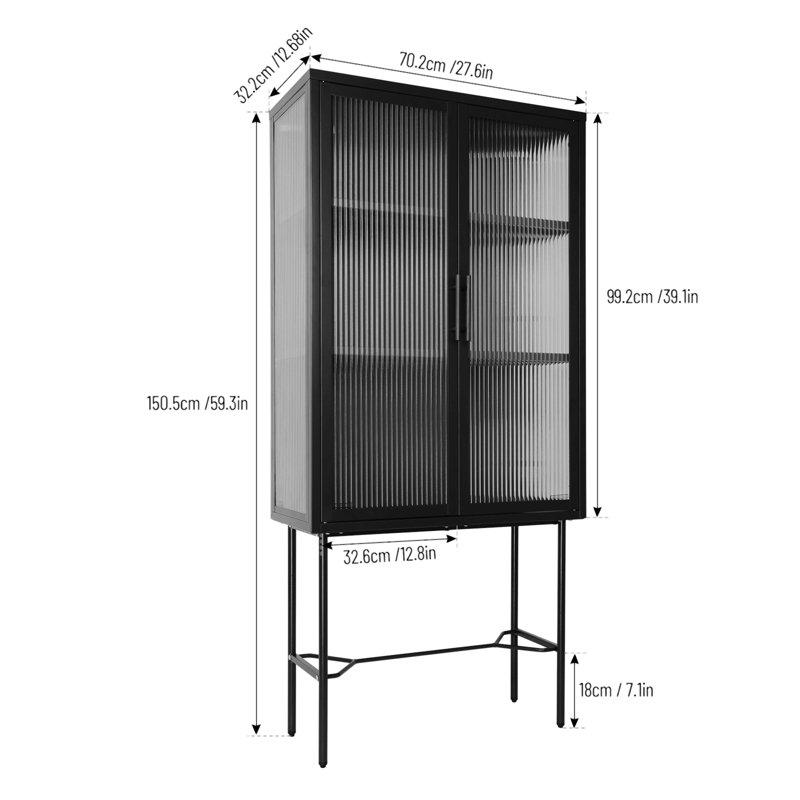 Caresha Metal Accent Cabinet, Black