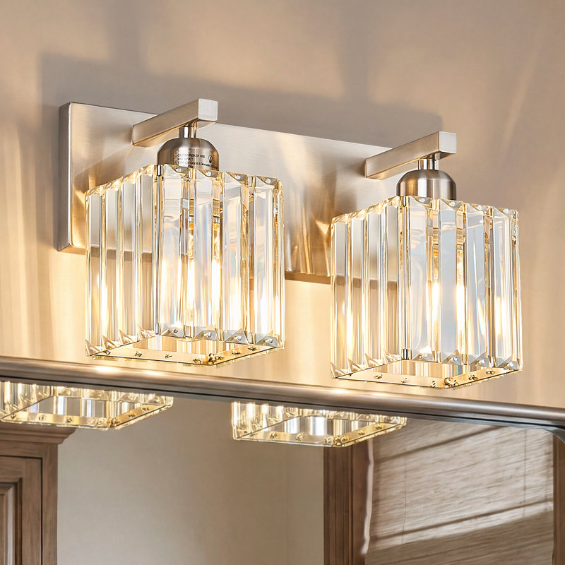 Lanceton Dimmable Vanity Light, 2 Lights, Sand Nickel