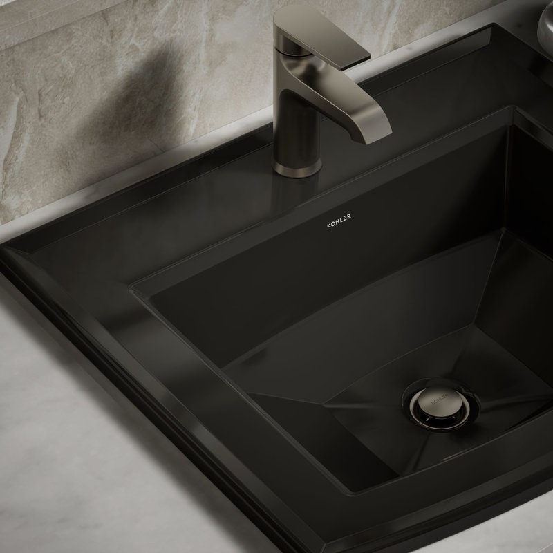Archer® Vitreous China Rectangular Drop-In Bathroom Sink with Overflow, Black, Single Hole 