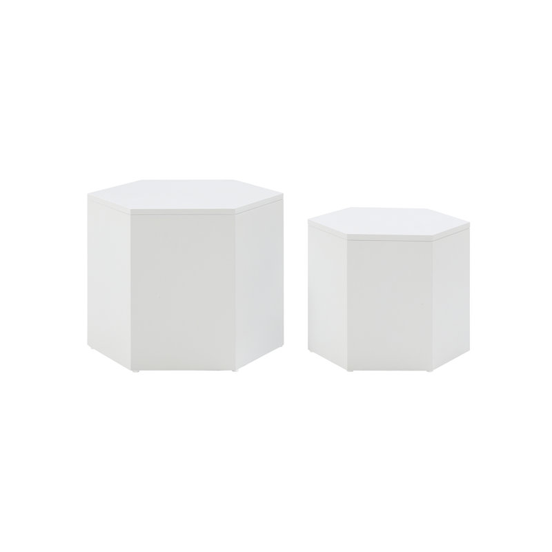 Coffee Tables,MDF With Veneer Side Table/Coffee Table/End Table/Nesting Table Set Of 2, White
