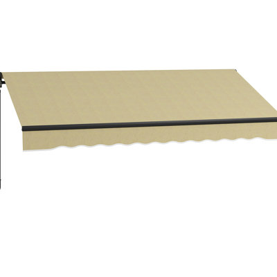 Auvent de terrasse rétractable 8 pi x 6,5 pi avec abri de soleil avec manivelle, tissu 280 g / m², structure en aluminium robuste pour terrasse, balcon, cour, auvent de terrasse beige rétractable, résistance et acier