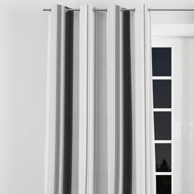 Striped Velvet Curtains - Modern Black And Gray Ash Stripes Grommet Curtain - 1 Panel