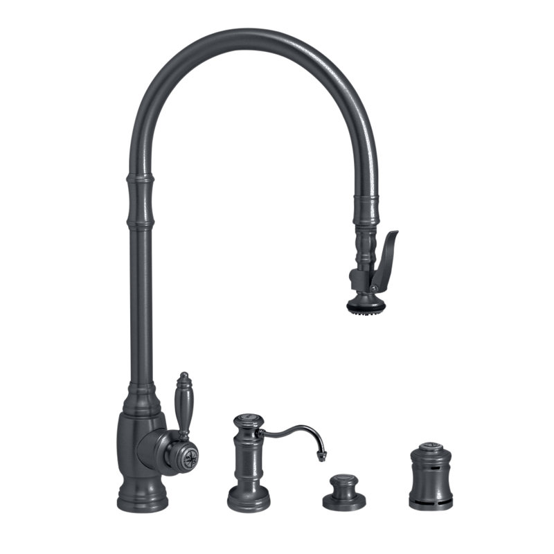 Pull Down Single Handle Kitchen Faucet with Side Spray, Matte Black