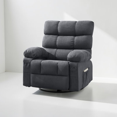 Adair Swivel Rocker Recliner Chair For Adults, 360° Upholstered Manual Recliners, With Side Pockets, Reading Chair For Living Room, Bedroom