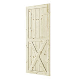 84'' Solid Wood Paneled Unfinished without Installation Hardware Kit Barn Door