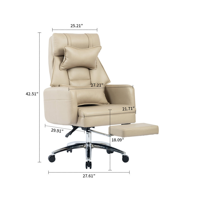 Chaise d'ordinateur de bureau rembourrée en similicuir Modern Minimalist, Beige