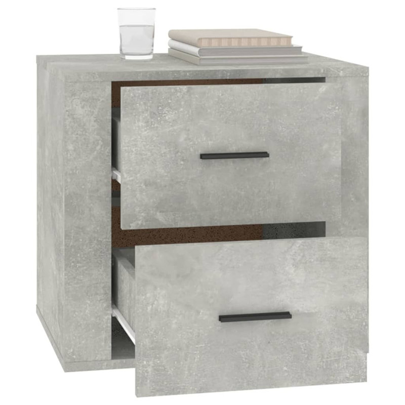 50cm W Manufactured Wood Bedside Table, Concrete grey