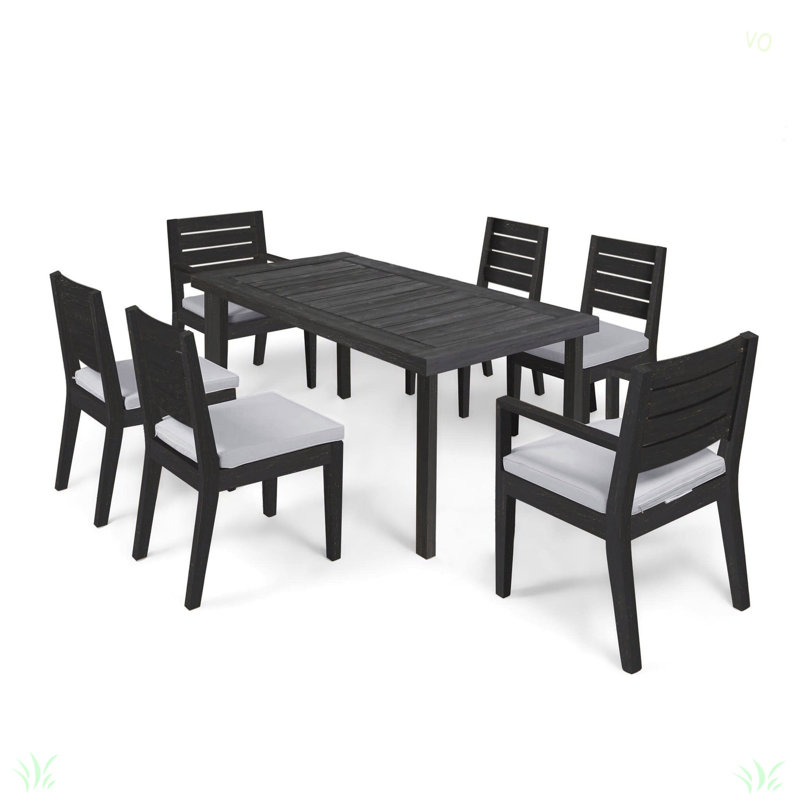 Ensemble de salle à manger extensible d'extérieur en bois d'acacia 7 pièces
