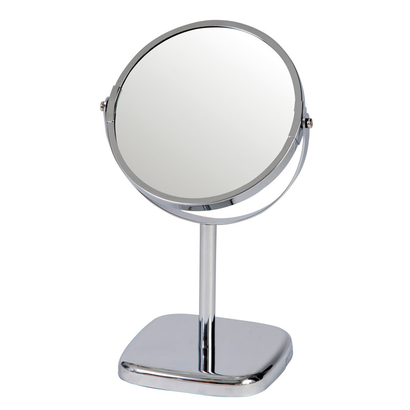 Arkadelphia Metal Round Floor Mirror, Chrome