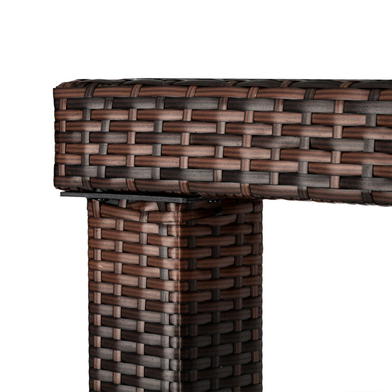 Brown Wicker Rectangular Outdoor Dining Table Bar Table