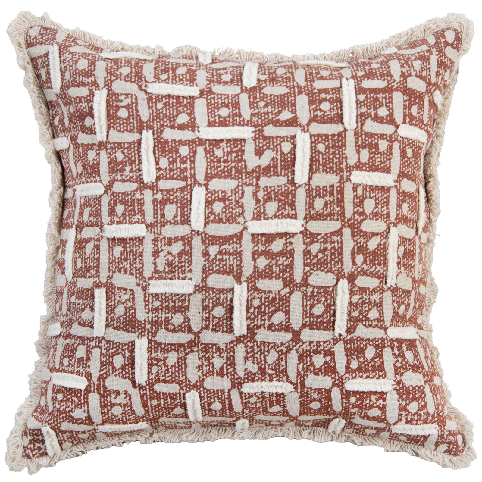 100% Recycled Cotton Canvas Throw Pillow, Polyester, Rust/Natural