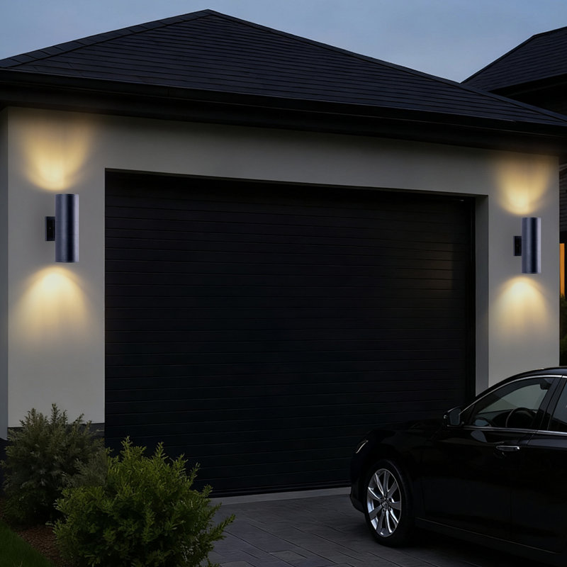 12'' Cylinder Outdoor Wall Sconces, Up And Down Aluminum Exterior Wall Lights, E26 Base Porch Lights For Garage, Patio(set Of 2)