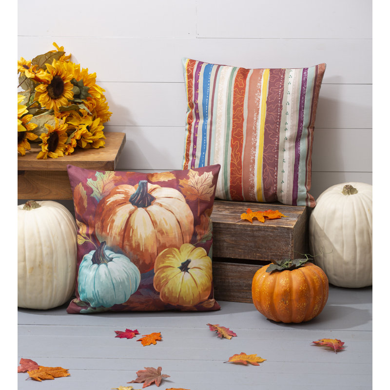  Interchangeable Indoor/Outdoor Pillow Cover, Harvest Pumpkins