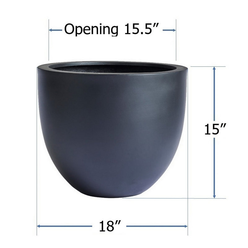 Dorlis Handmade Pot Planter, 15" H x 18" W x 18" D, Black