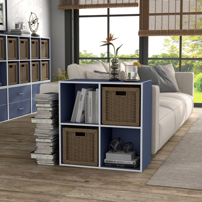 Bibliothèque de rangement Moduline, Bleu acier, 4 cubes