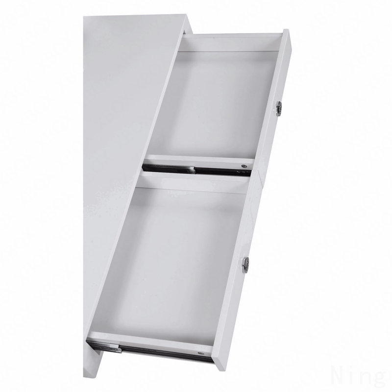 Bureau d'écriture blanc brillant, 2 tiroirs