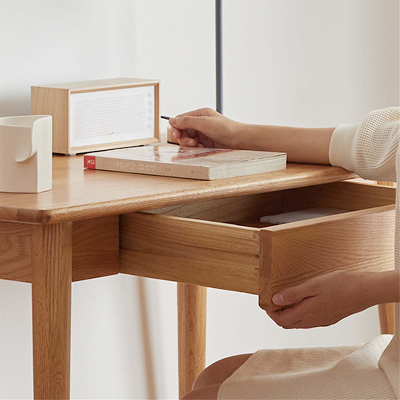 Bureau d'ordinateur en bois massif avec tiroir, design mince pour bureau personnel et bureau, largeur 100 cm, profondeur 50 cm