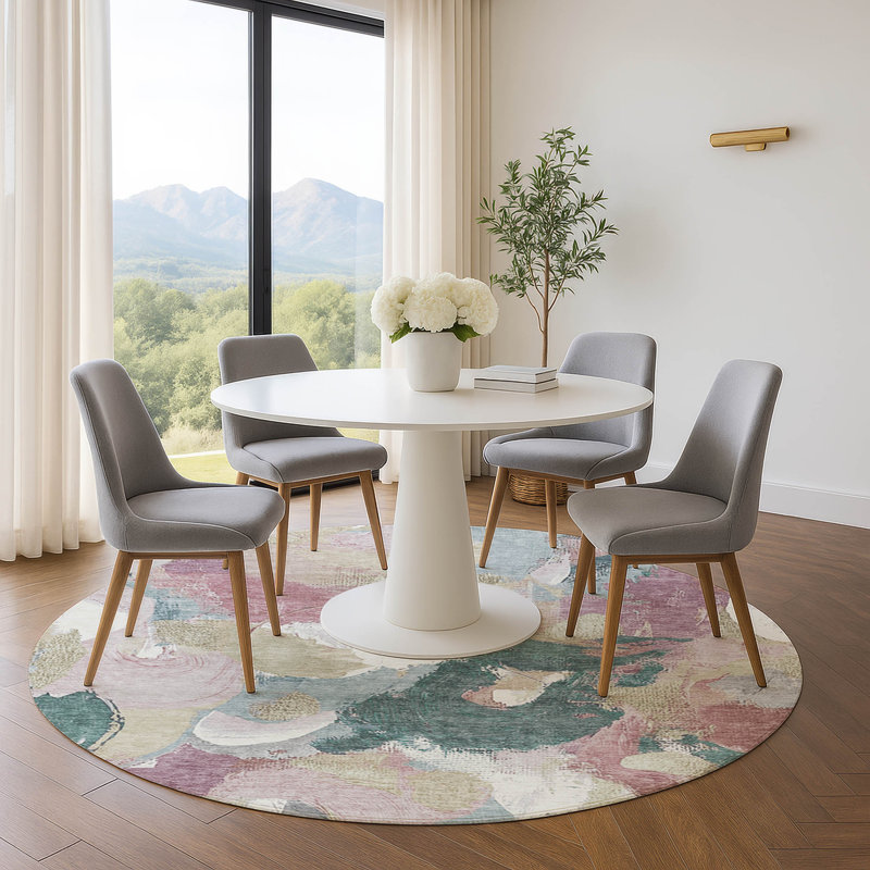 Premium Machine Washable Mouton Abstract Rug, Round 8'