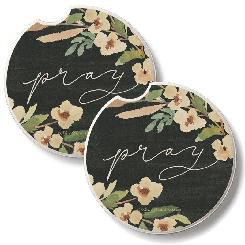 Pray, lot de 2 sous-verres de voiture en pierre absorbants