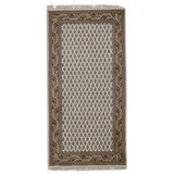 Hand Knotted Wool Area Rug in Cream And Brown