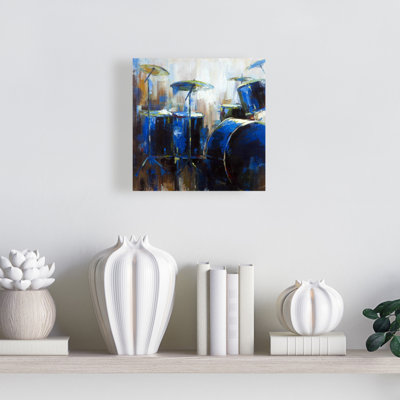 Industrial Blue Canvas - Abstract Drums Home Decor Art