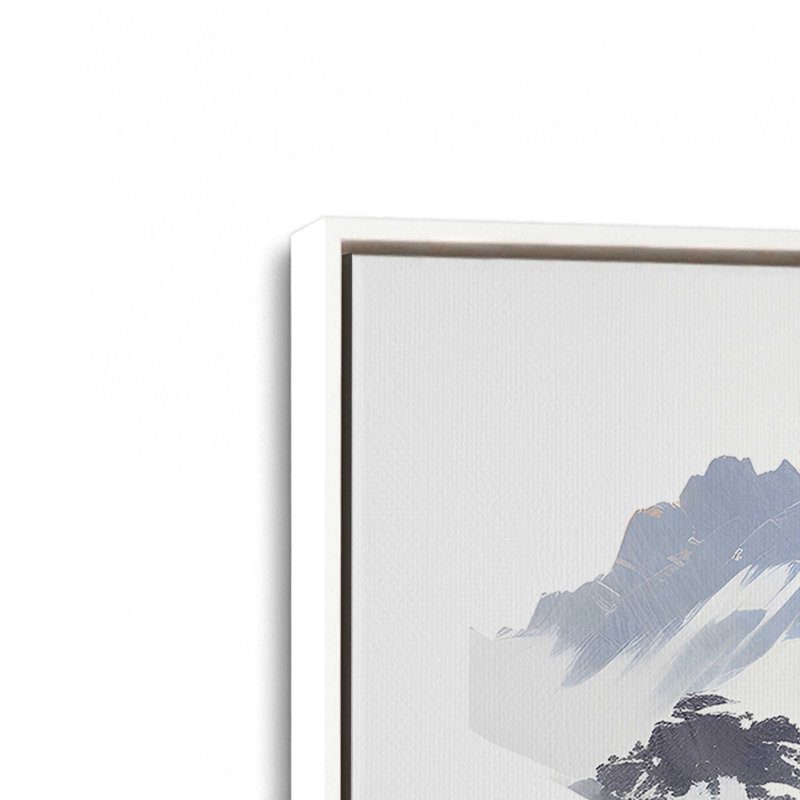 Impression sur toile Snowy Peaks at Sunrise, Cadre flottant blanc opaque, H 12,75 po x l 18,75 po x P 1,75 po