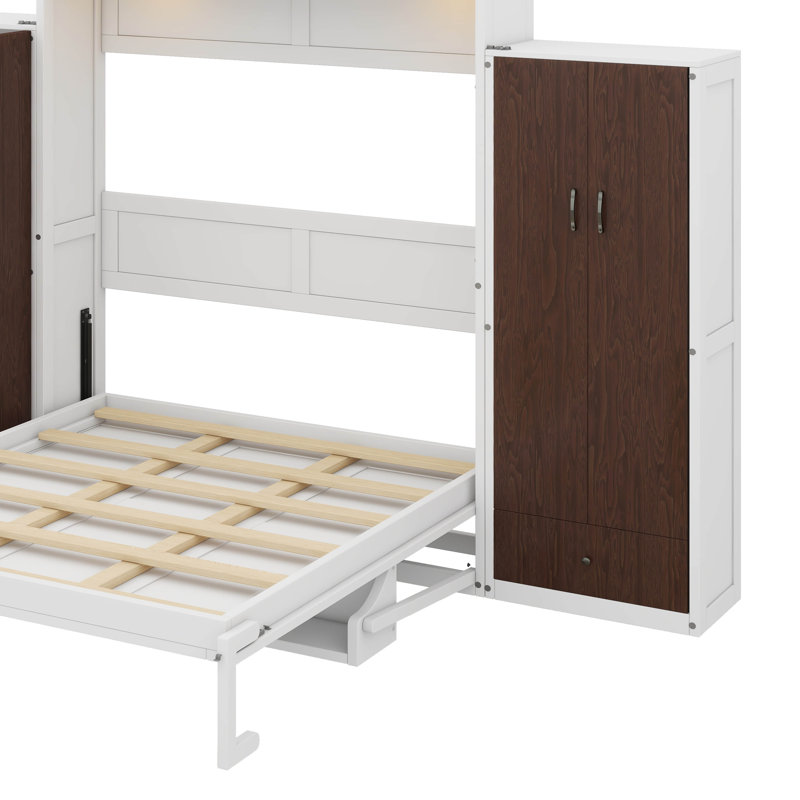 Lit escamotable avec éclairage à DEL intégré, garde-robe et nombreux espaces de rangement, Grand