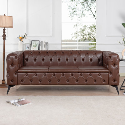 84.06 Inch Width Traditional Square Arm Sofa With Removable Cushions For Maximum Comfort And Modern Design