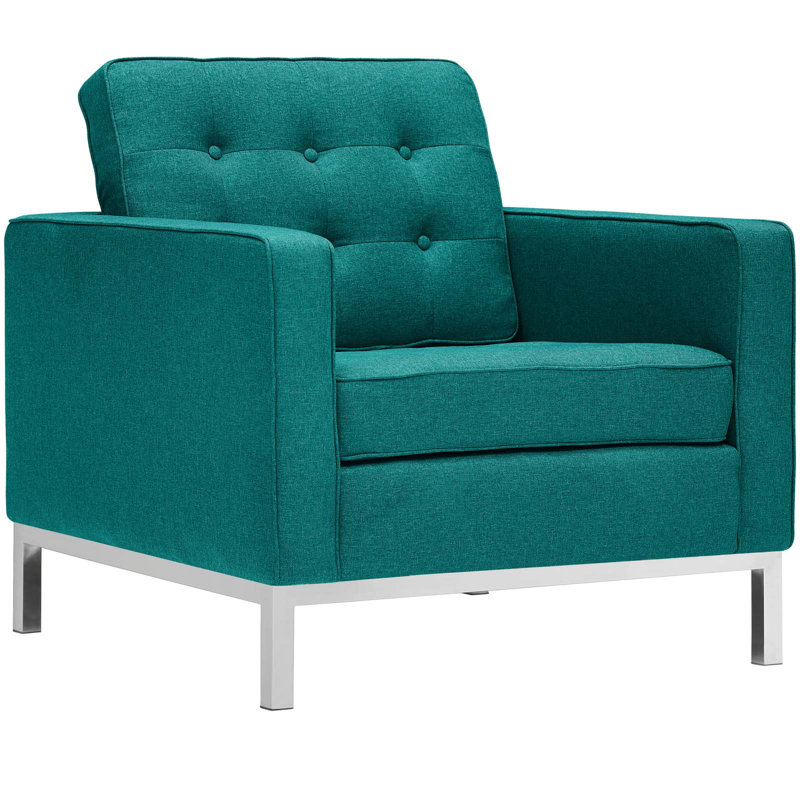 Loft Upholstered Fabric Armchair, Teal Plainweave