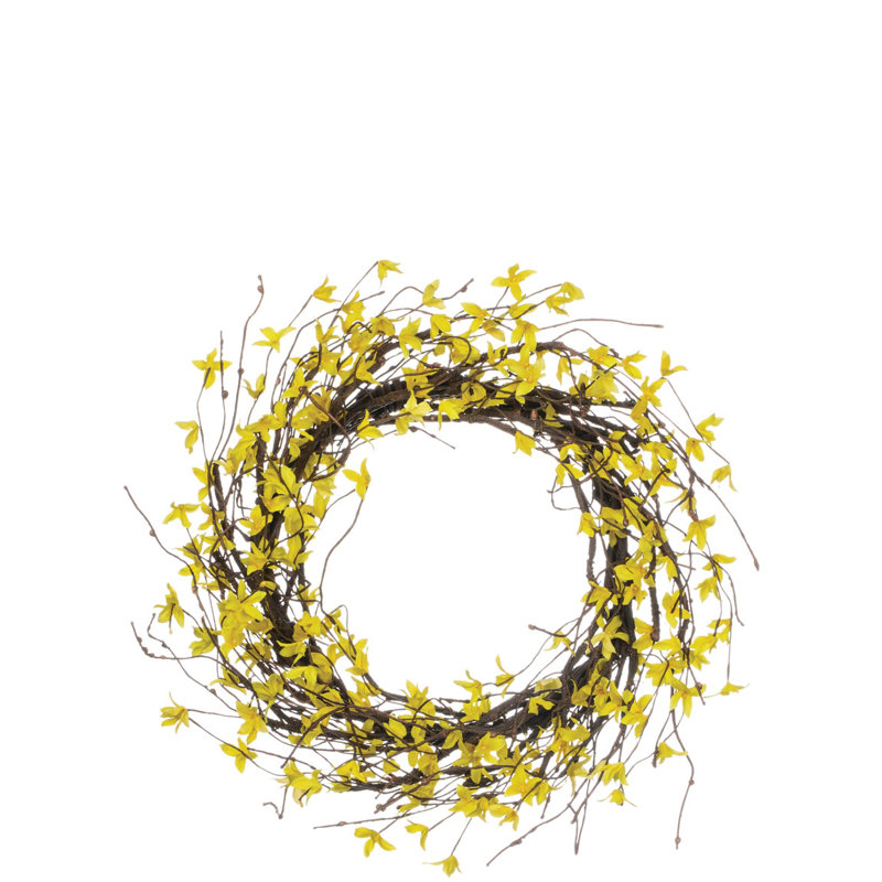 Couronne de forsythia artificielle, H 22 po x l 22 po x P 11 po