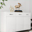 Buffet avec 3 portes 3 tiroirs, armoire de rangement moderne blanche | Panneau de fibres à densité moyenne E1 | Capacité de charge de 100 lb