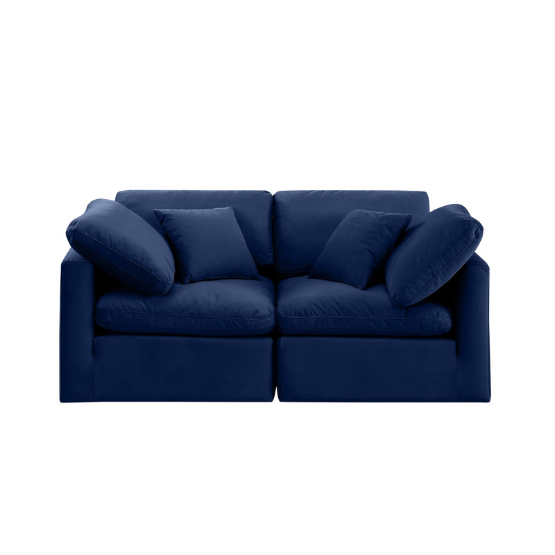 Itala 70'' Velvet Loveseat, Navy Velvet