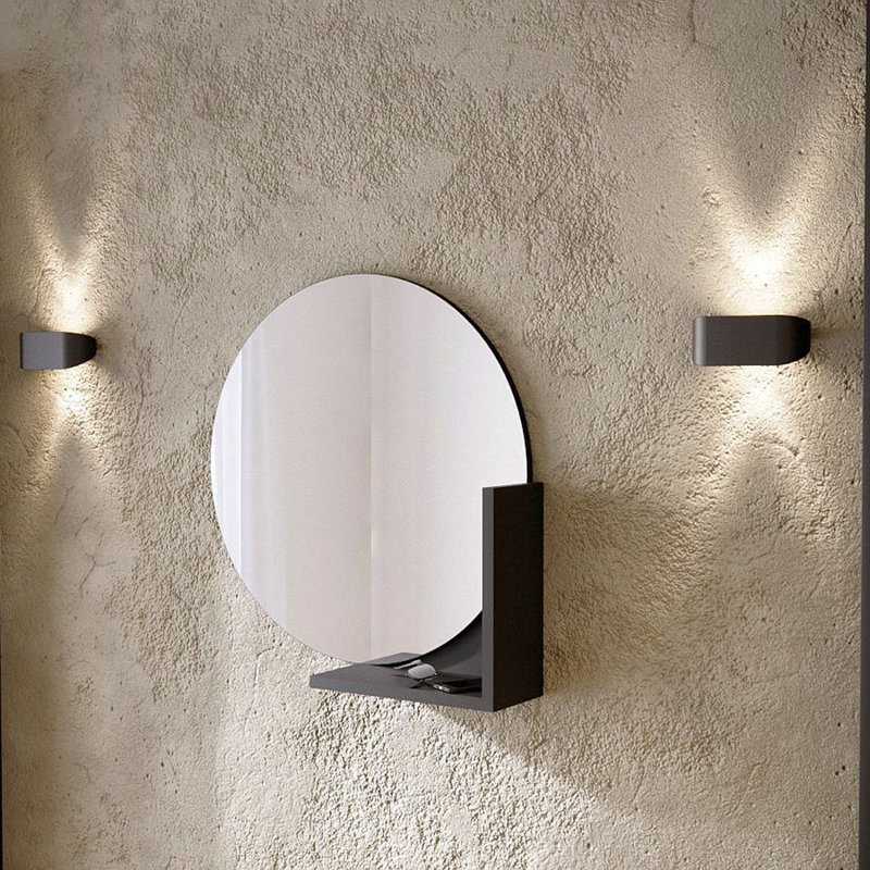 Round Framed Wall Mounted Accent Mirror, Black