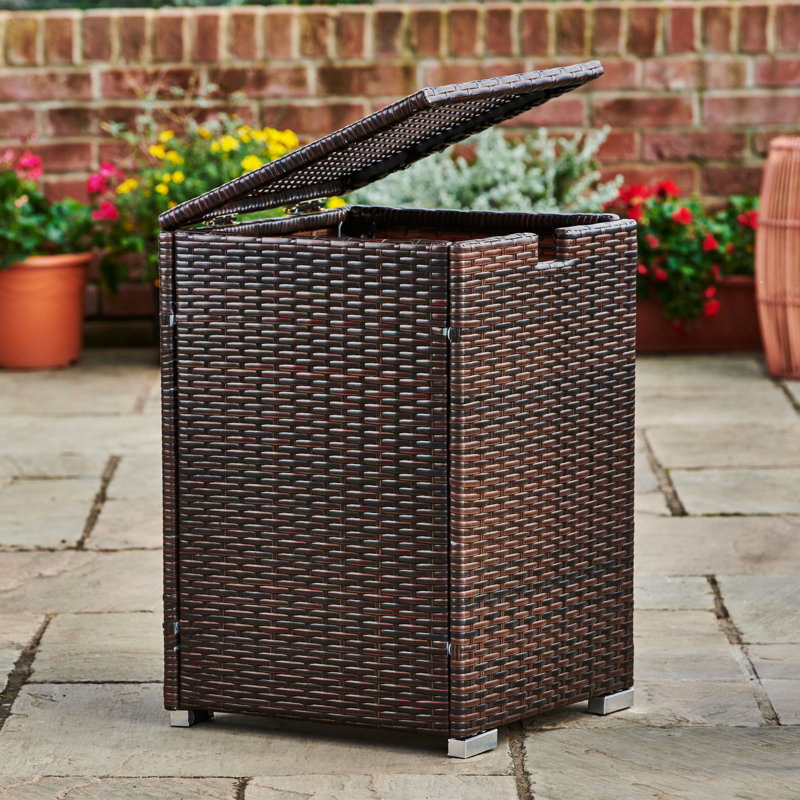 Dark Brown Wicker Propane Tank Cover Table
