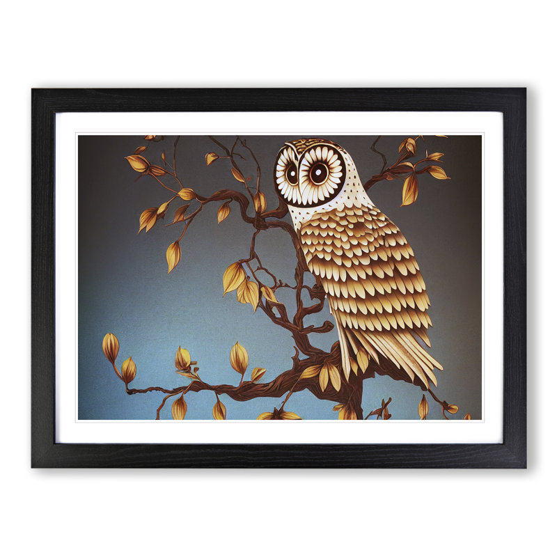 Owl Deco Style - Framed Print, Black, 46cm H x 64cm W x 2cm D