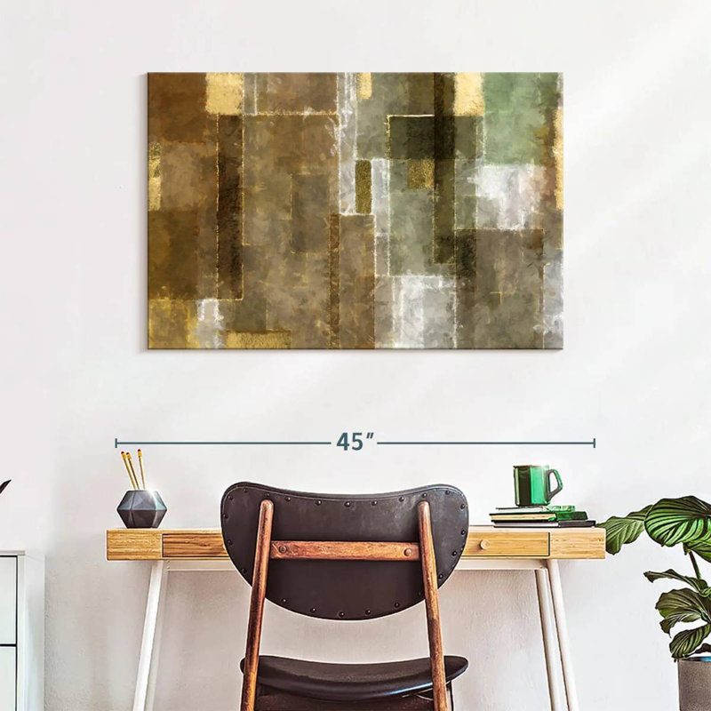 Abstrait géométrique sur toile, H 26 po x l 39 po x P 1,25 po